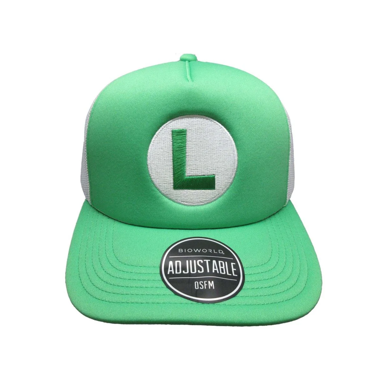Luigi Green Snapback Cap with White Mesh Back for Adults, Super Mario