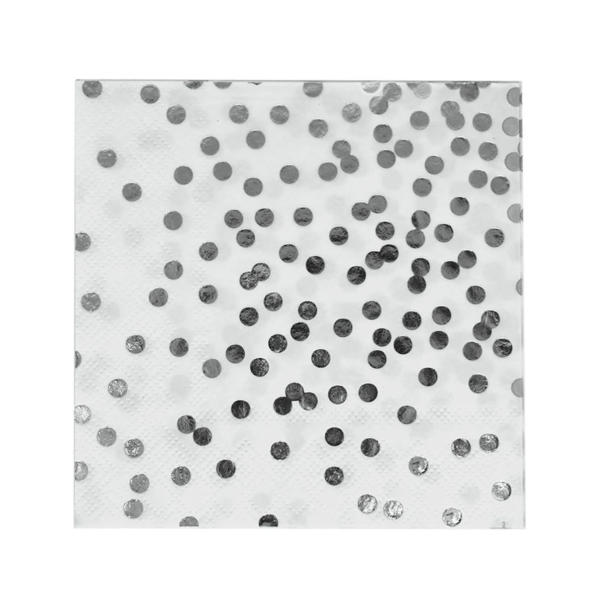 Beverage Napkins - Silver Confetti - 16 Count