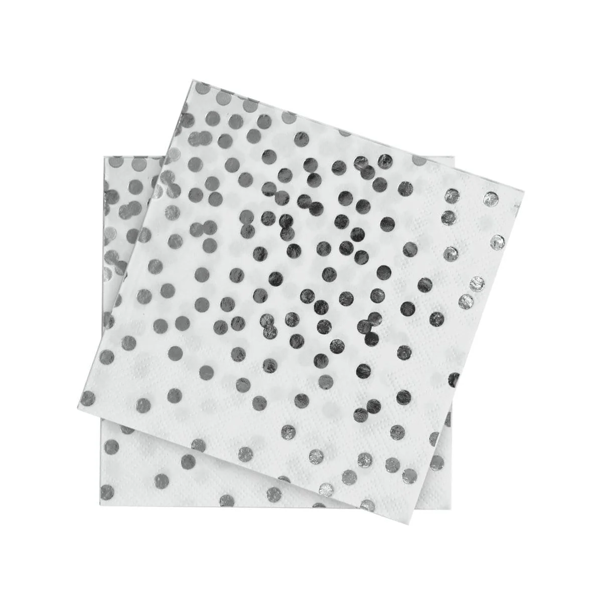 Beverage Napkins - Silver Confetti - 16 Count - Image 2