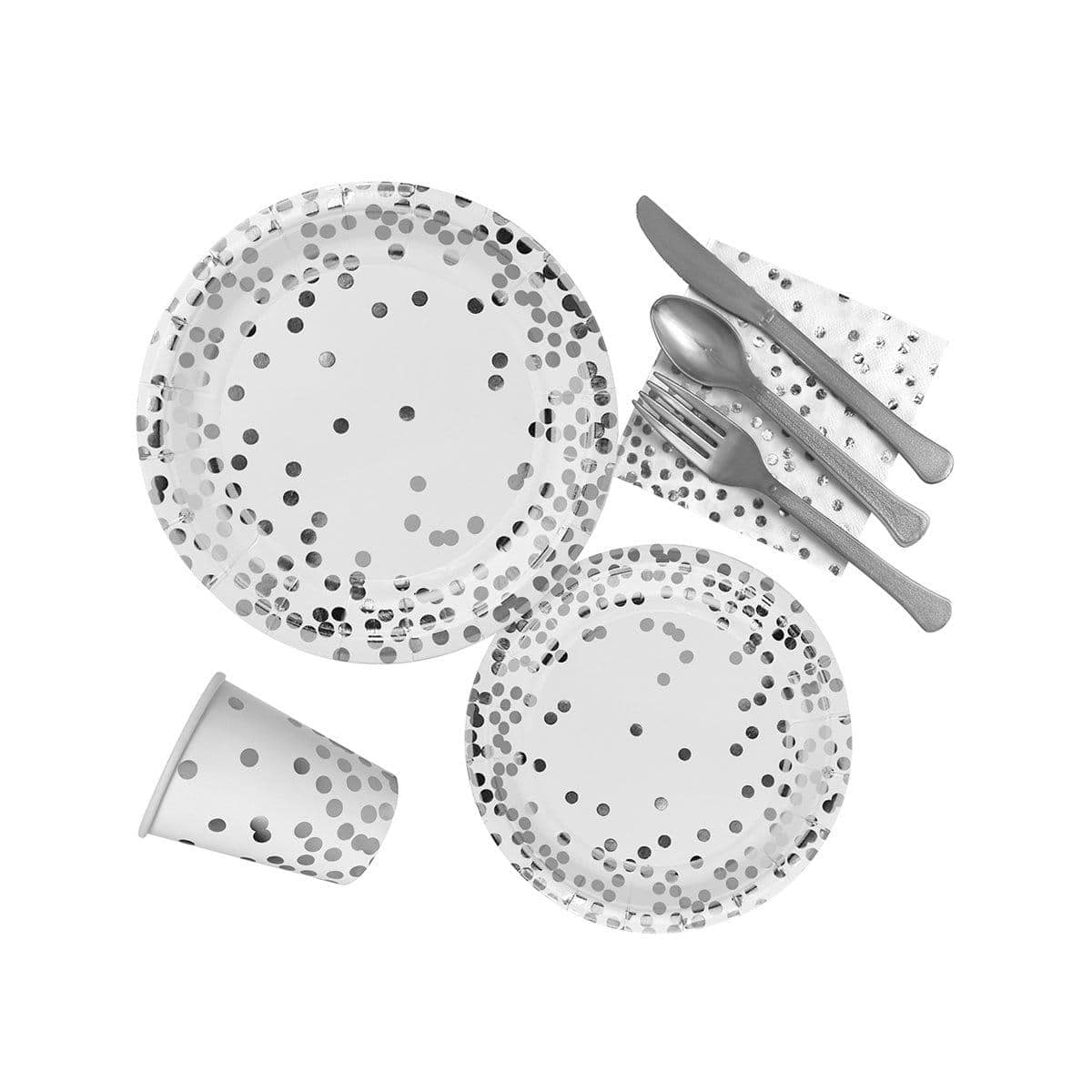 Beverage Napkins - Silver Confetti - 16 Count - Image 3