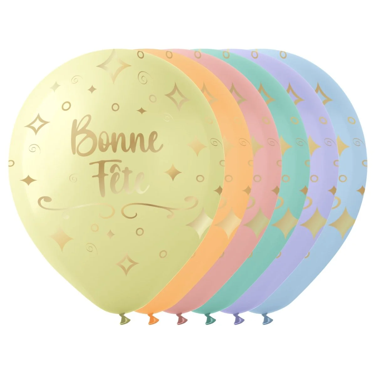 Macaroon "Bonne Fête" Latex Balloons, Gold, 12 Inches, 15 Count