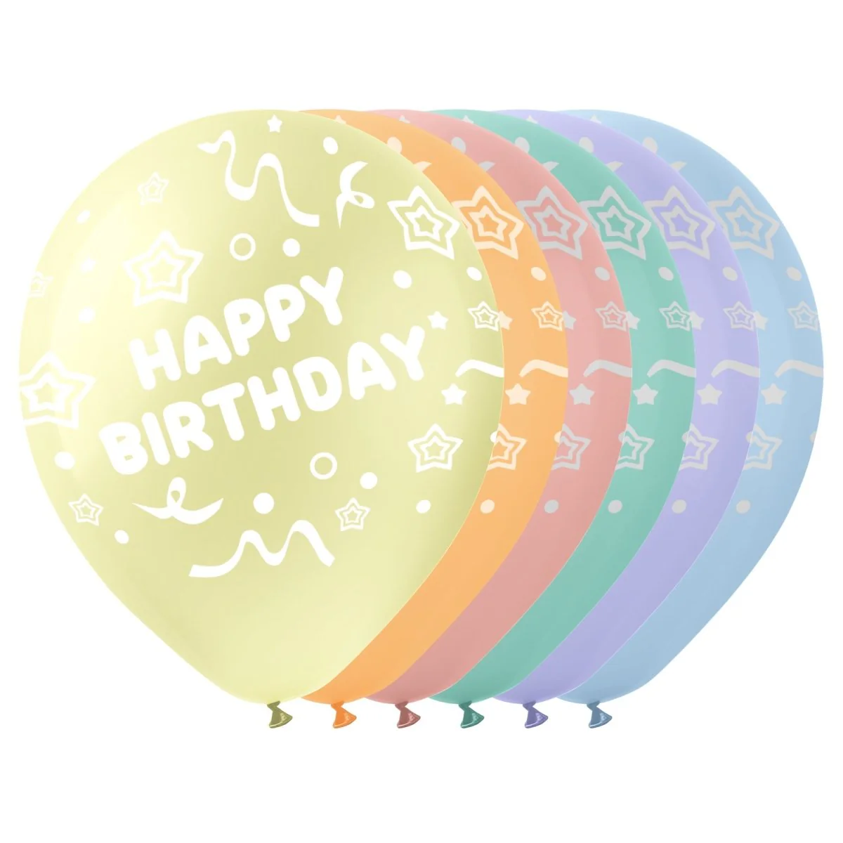 Macaroon Happy Birthday Latex Balloons, 12 Inches, 15 Count