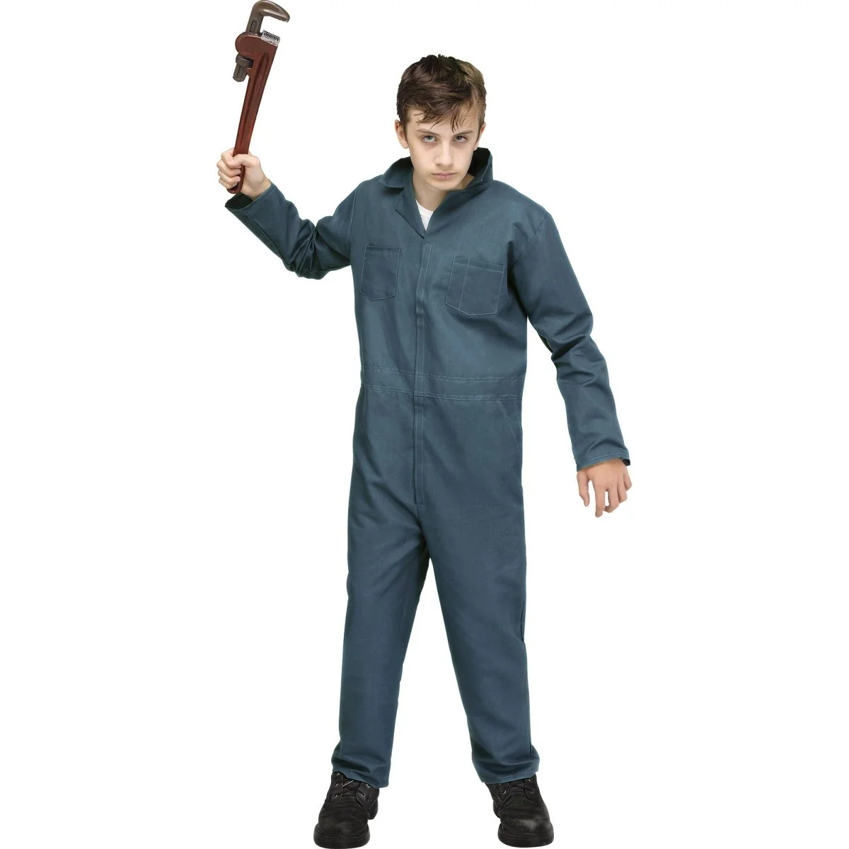Maniac Mechanic Costume for Kids, Blue Coveralls