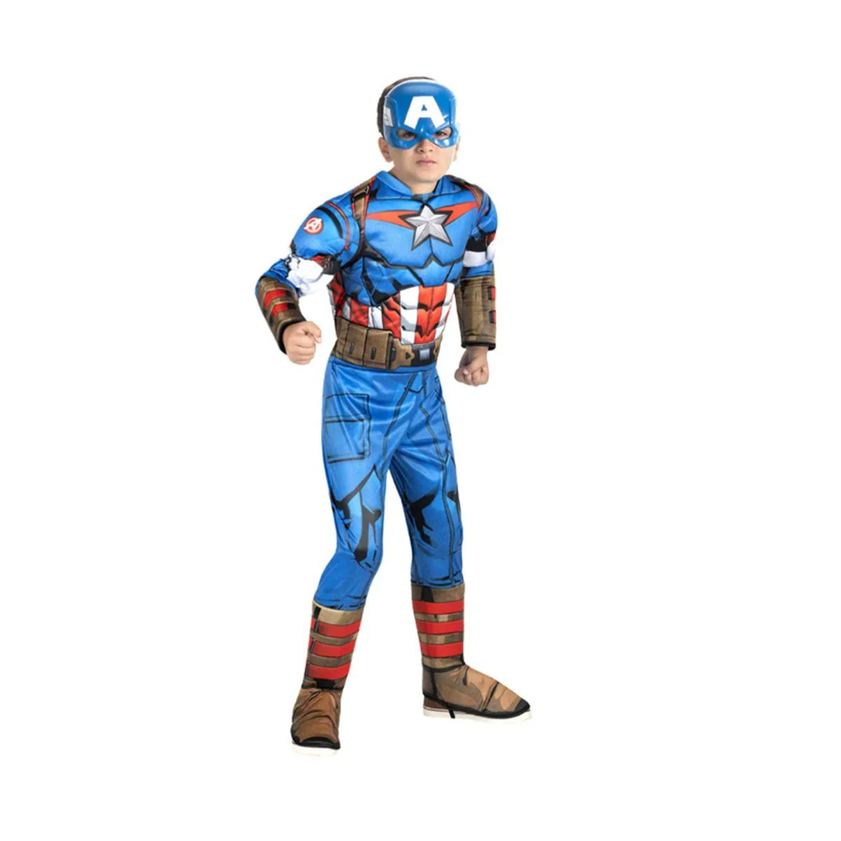 Marvel Avengers Captain America Costume for Kids, Blue and Red Padded Jumpsuit