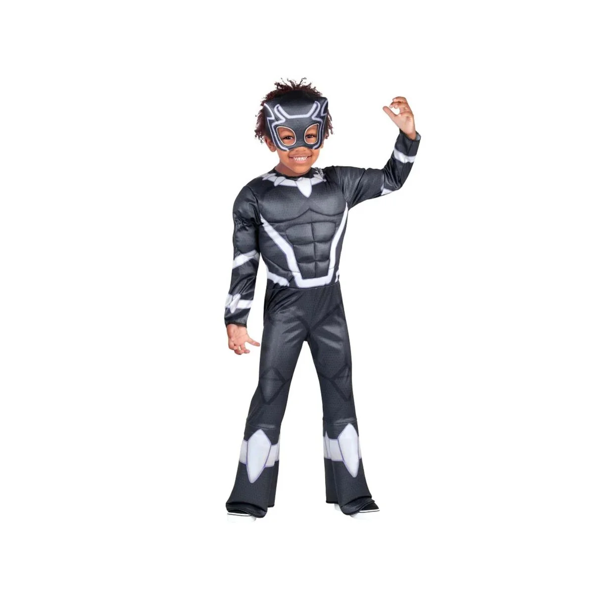 Marvel Black Panther Costume for Toddlers, Black Padded Jumpsuit