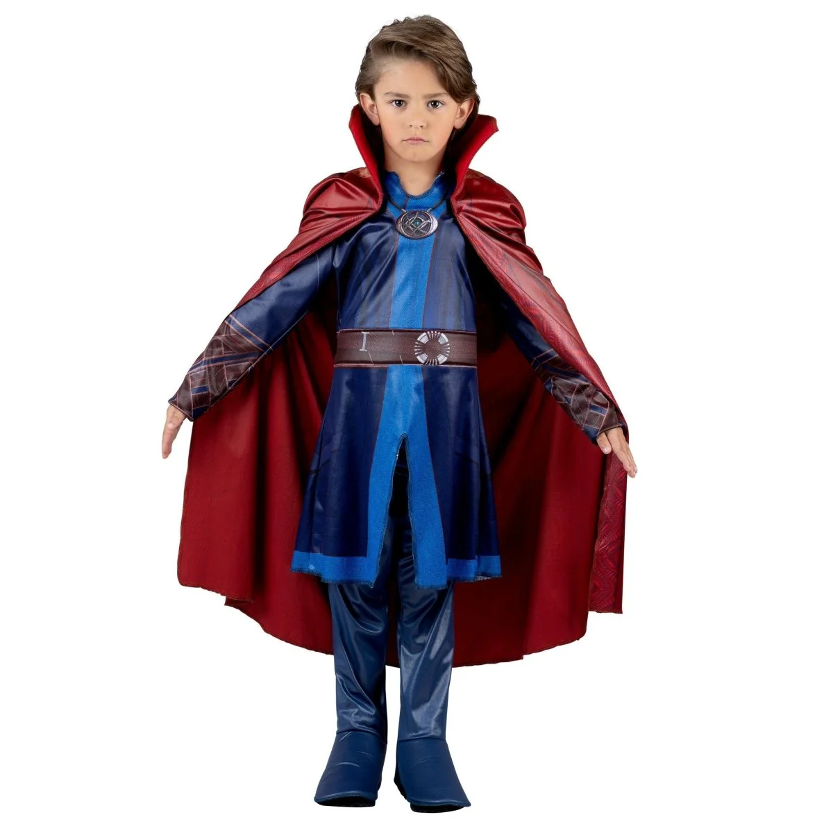 Marvel Dr.Strange Qualux Costume for Kids, Blue Tunic Top with Red Cape - Image 3