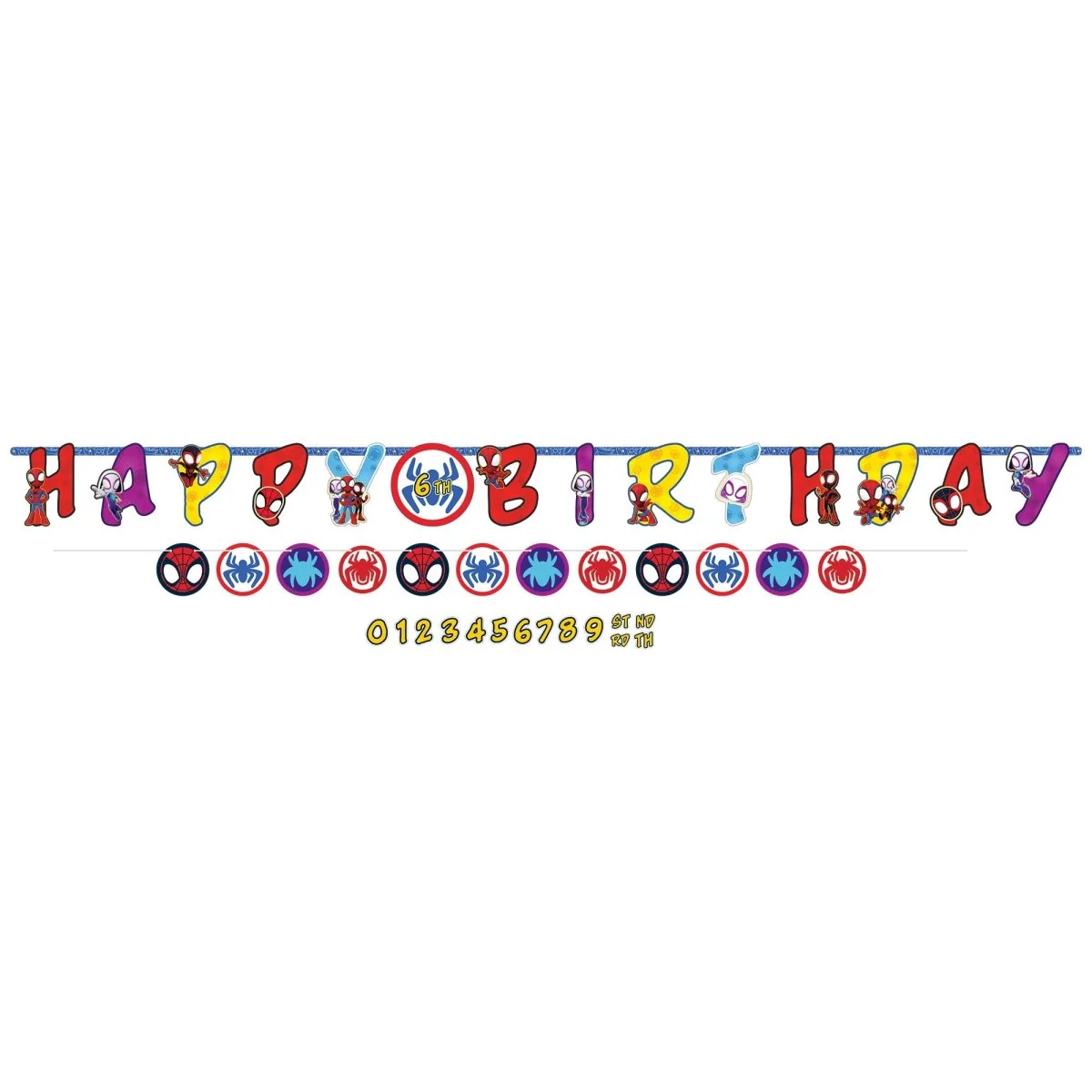 Marvel Spidey and His Amazing Friends Jumbo Add-an-Age Happy Birthday Letter Paper Banner, 2 Count