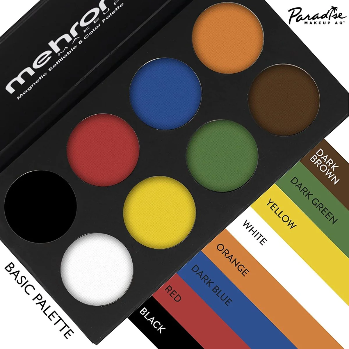 Mehron Paradise Makeup AQ Palette, 8 Basic Colours, 1 Count - Image 3