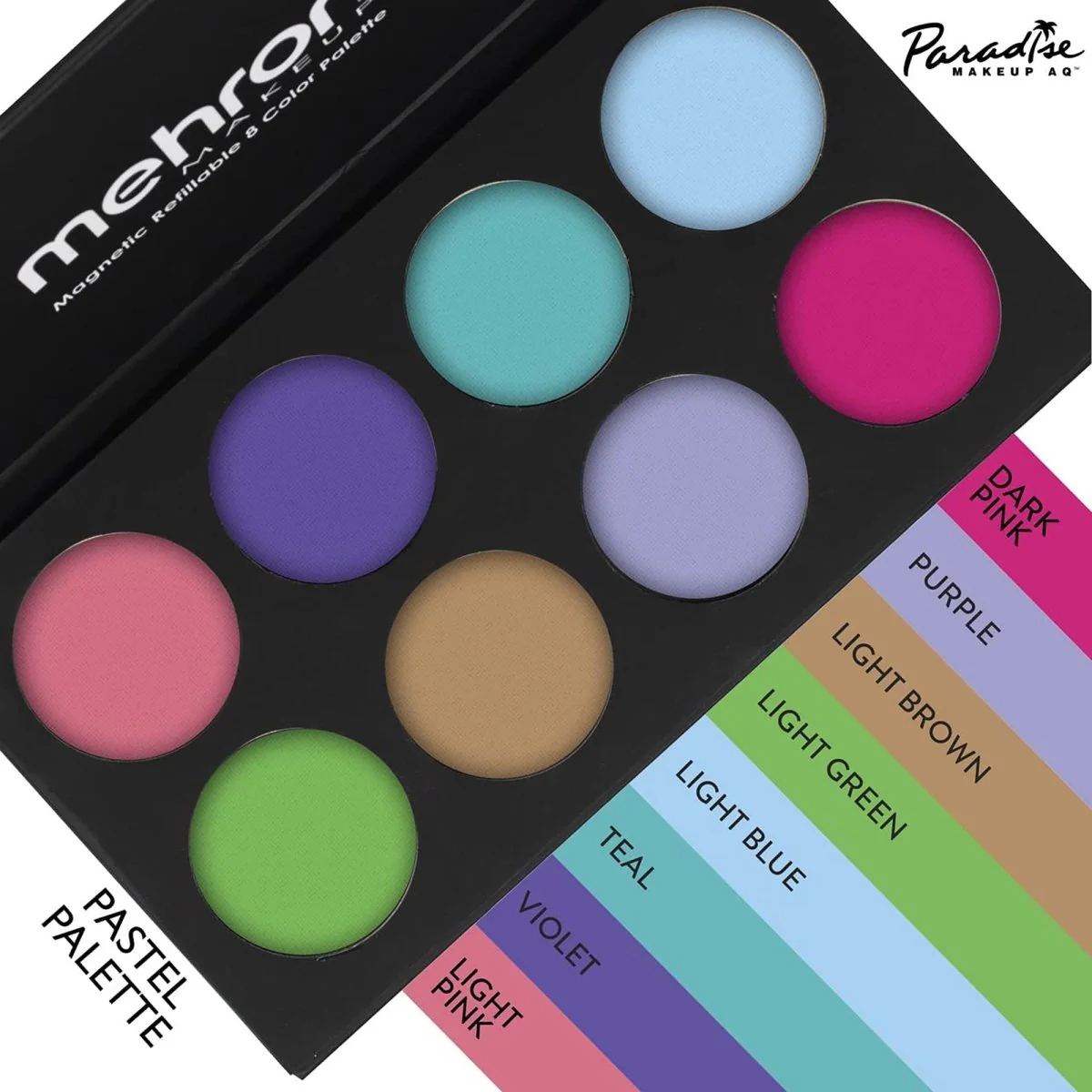 Mehron Paradise Makeup AQ Palette, 8 Pastel Colours, 1 Count - Image 3