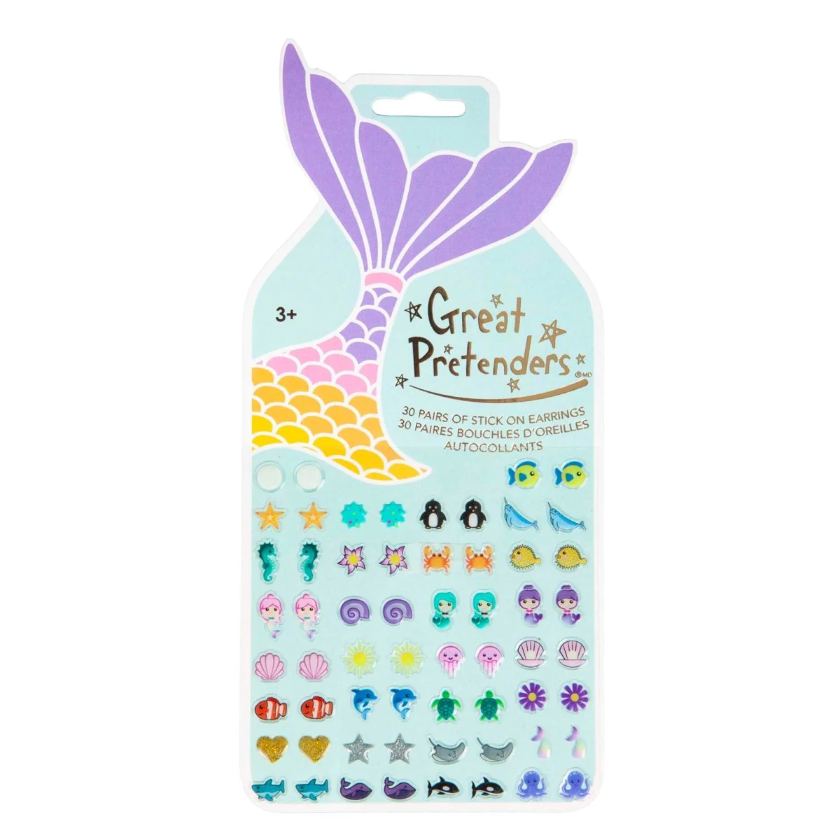 Mermaid Earring Stickers for Kids, 30 Count