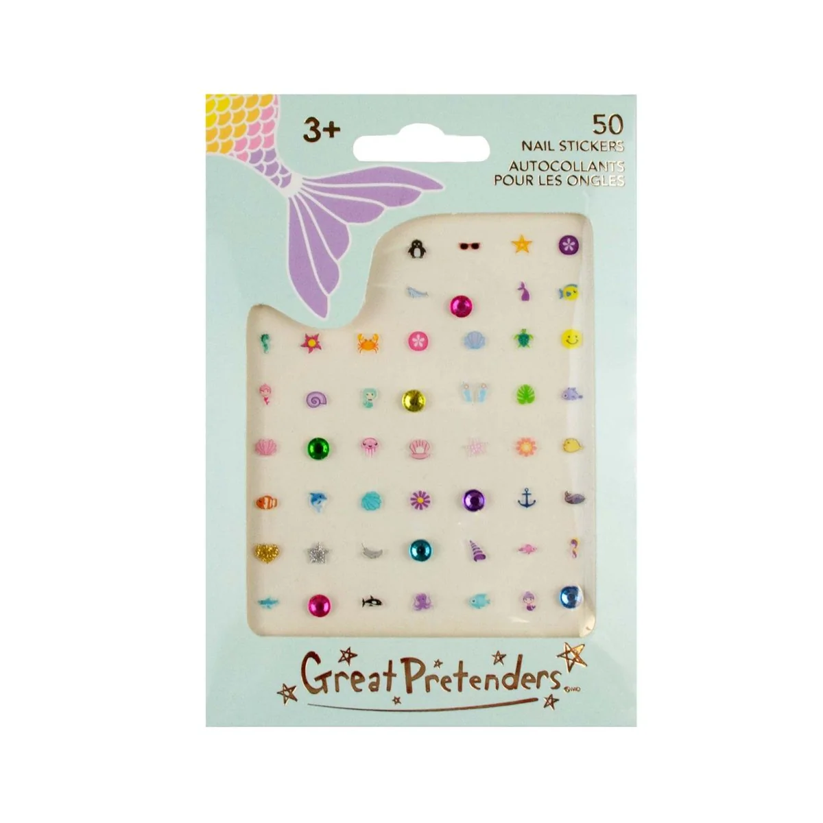 Mermaid Nail Stickers, 50 Count