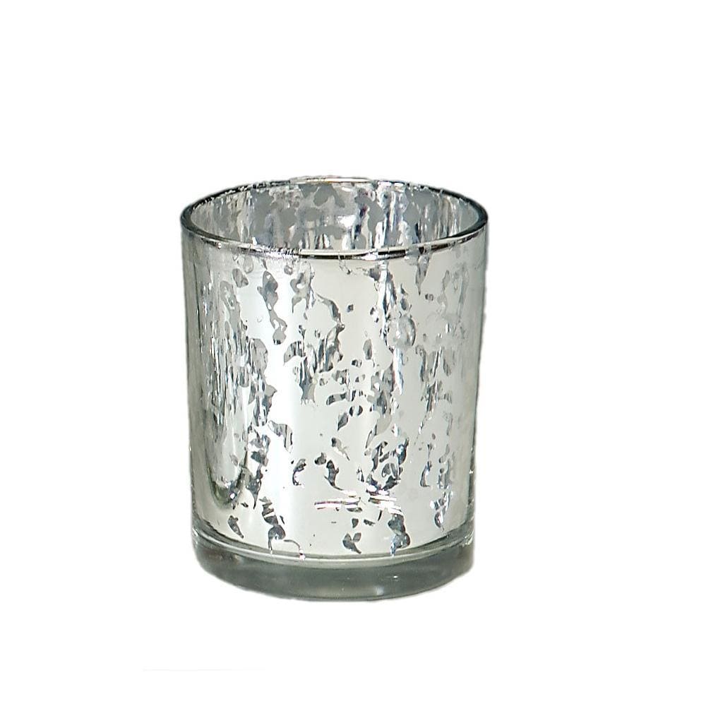 Metallic Glass Candle Holder - Silver 2 1/4 x 3 1/4 in.