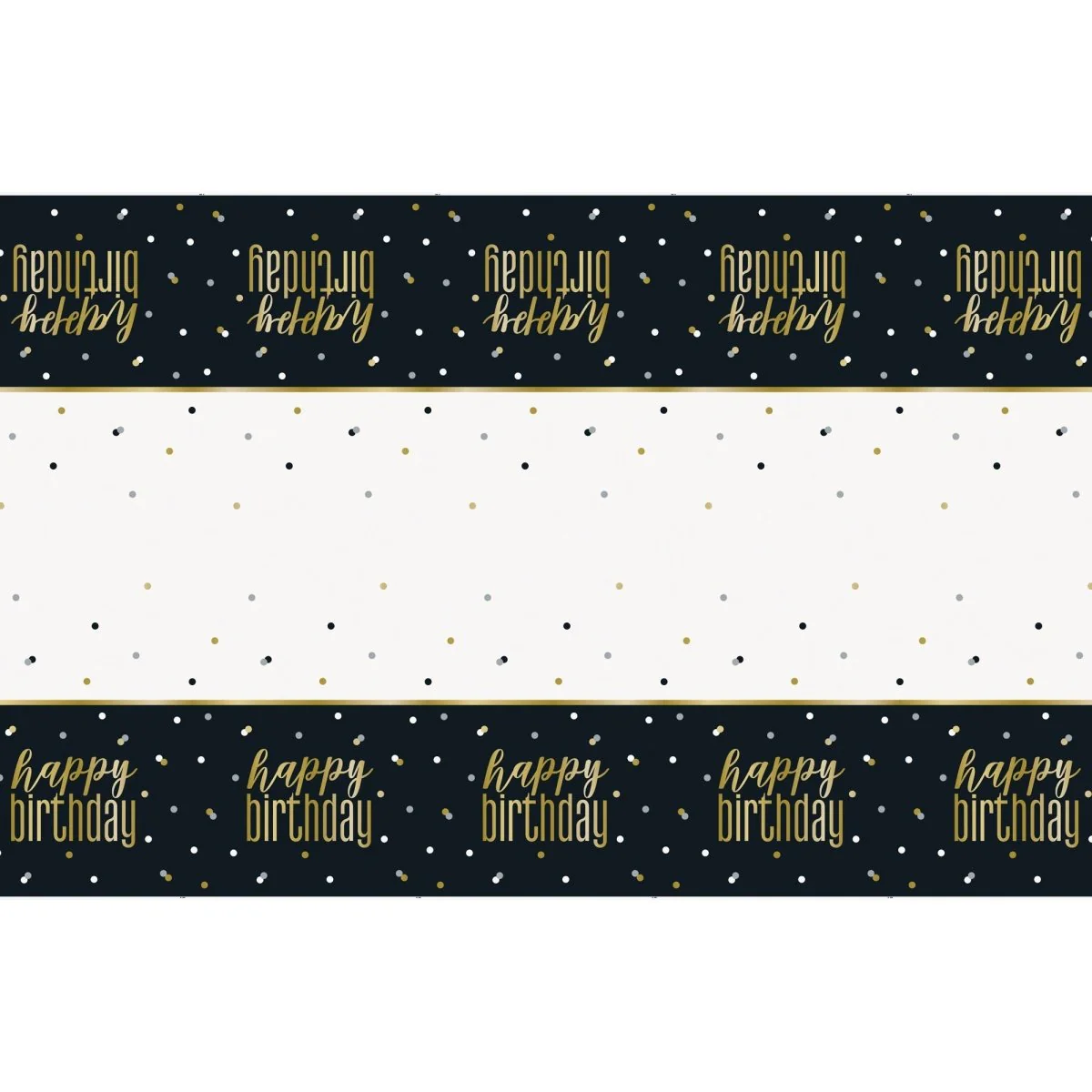 Metallic Happy Birthday Plastic Table Cover, 54 x 84 Inches, 1 Count - Image 2