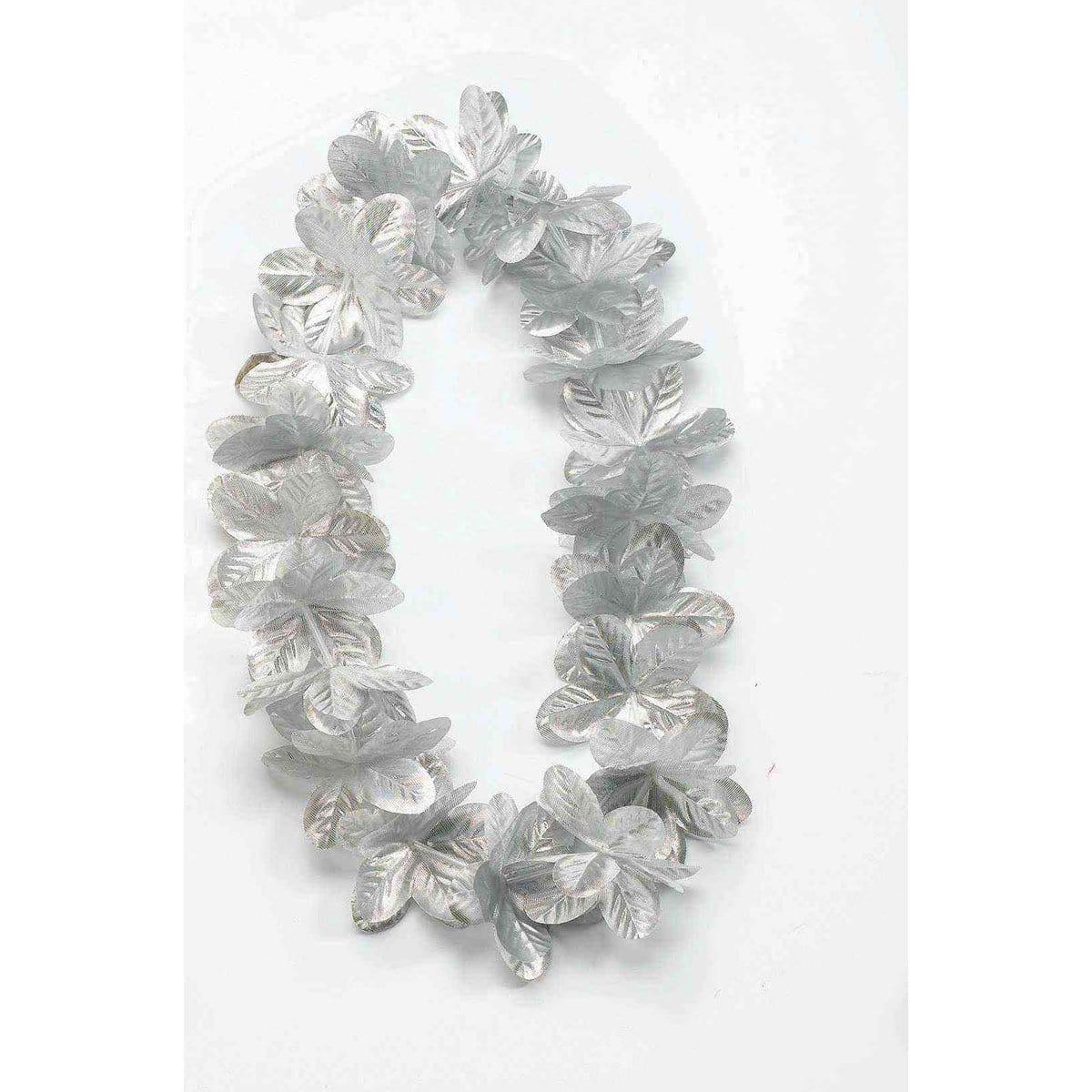 Silver Metallic Flower Lei Necklace