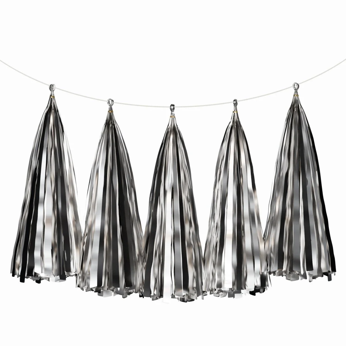 Metallic Silver Tassel Garland, 5 Count