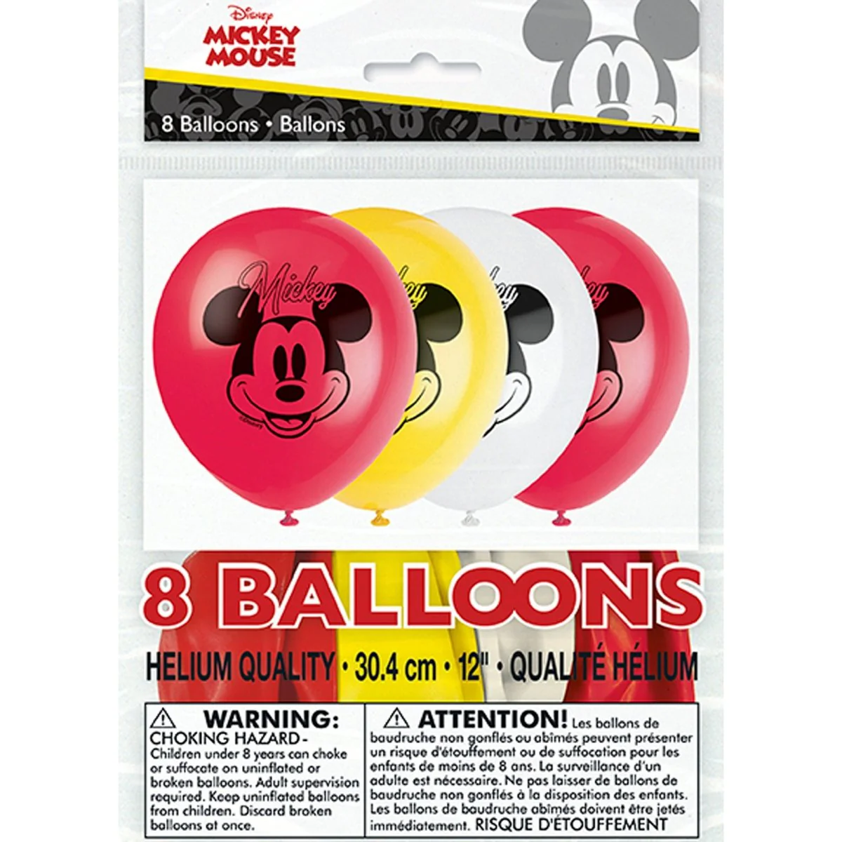 Mickey Mouse Birthday Latex Balloons, Disney, 12 Inches, 8 Count - Image 2
