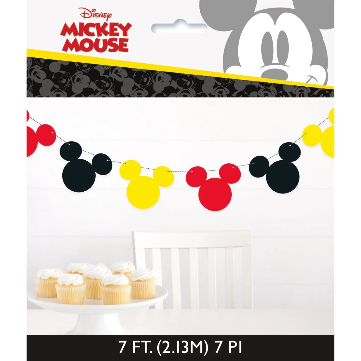 Mickey Mouse Birthday Paper Garland Banner, Disney, 84 Inches, 1 Count