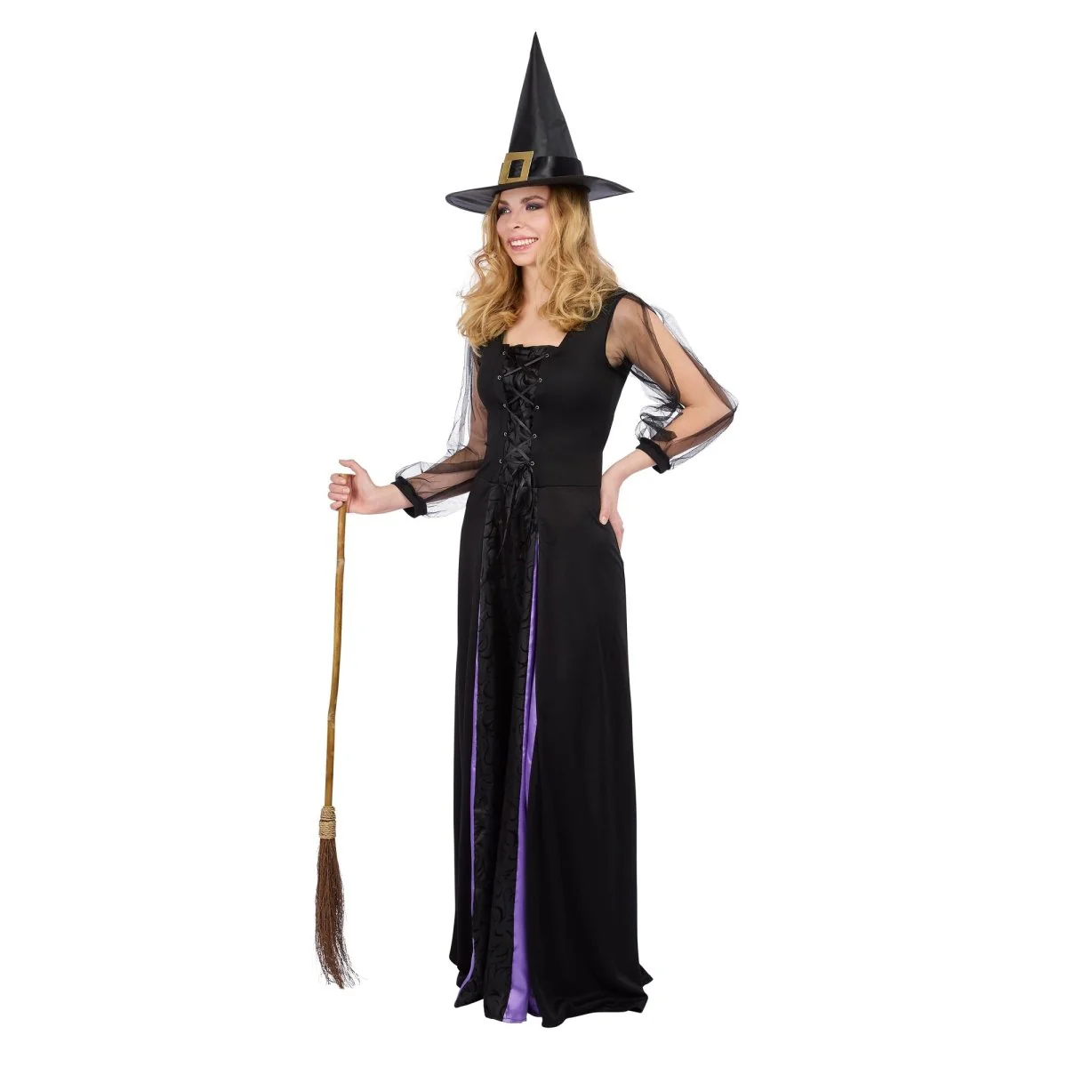 Midnight Witch Dress Costume for Adults, Black and Purple Dress - Image 3