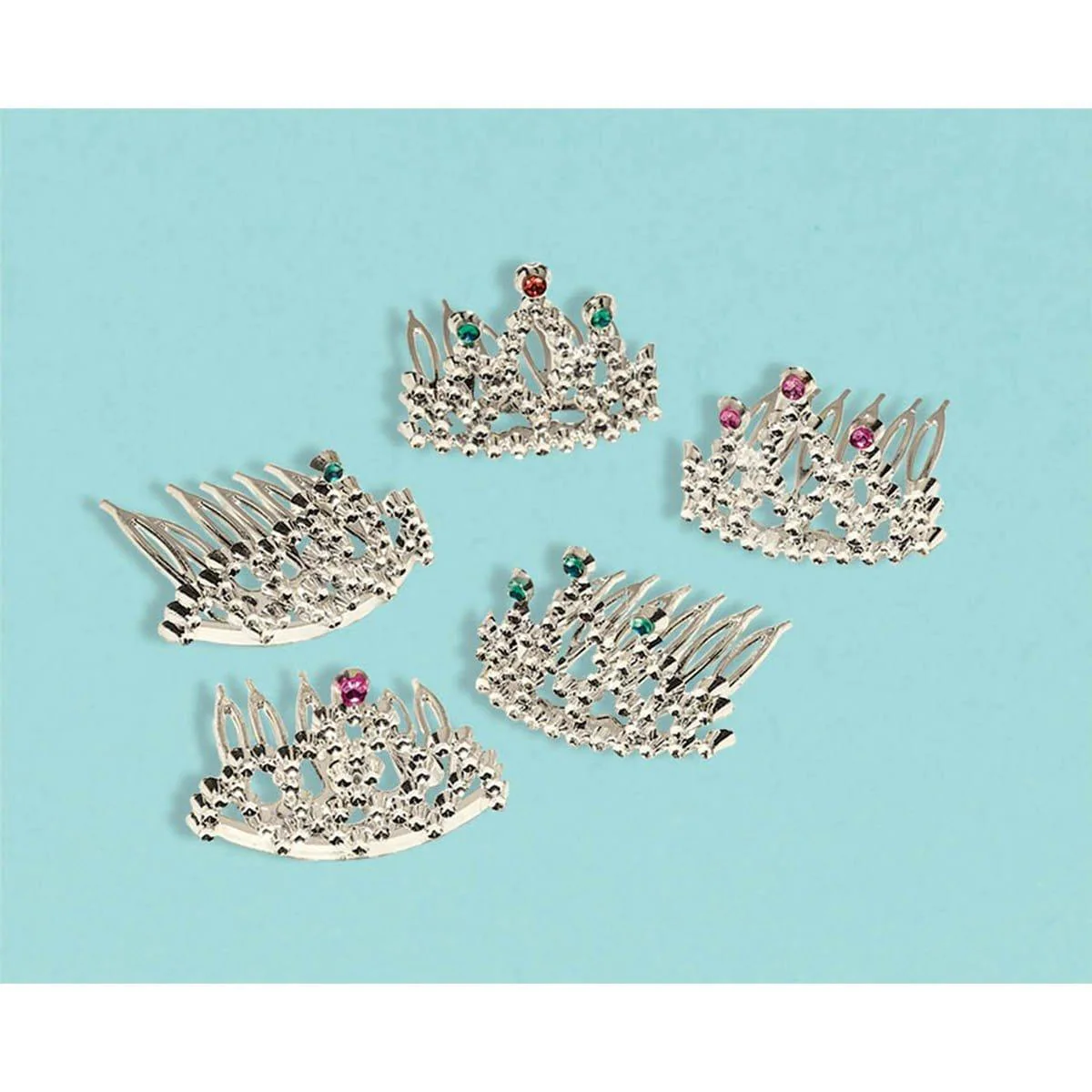 Mini silver tiaras, 8 per package