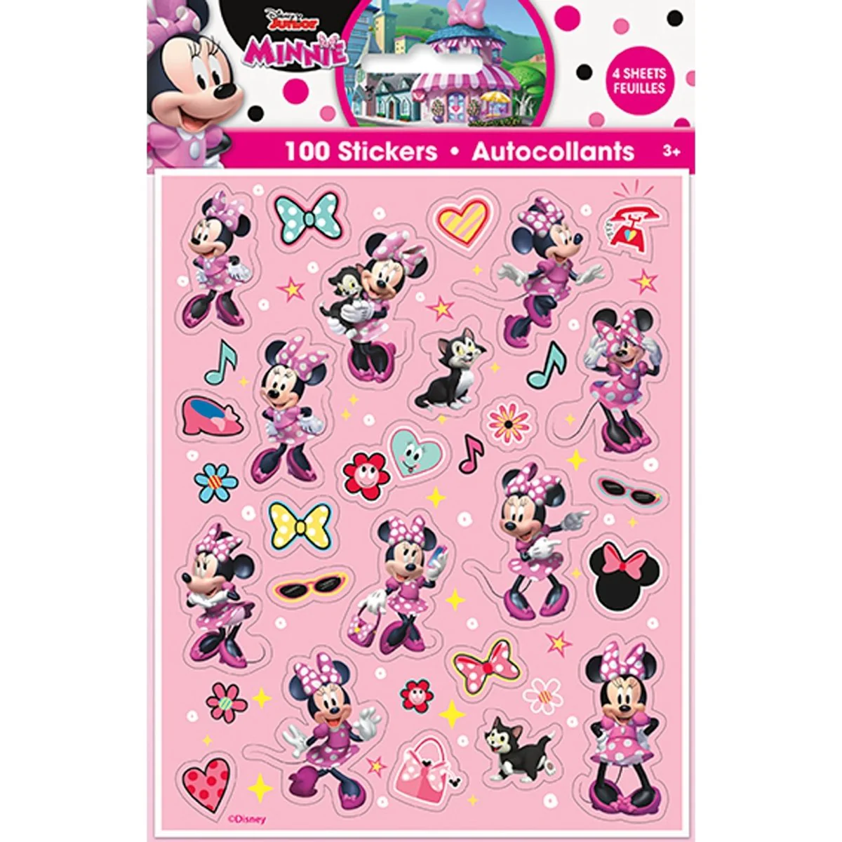 Minnie Mouse Birthday Stickers, Disney, 4 Sheets, 100 Count
