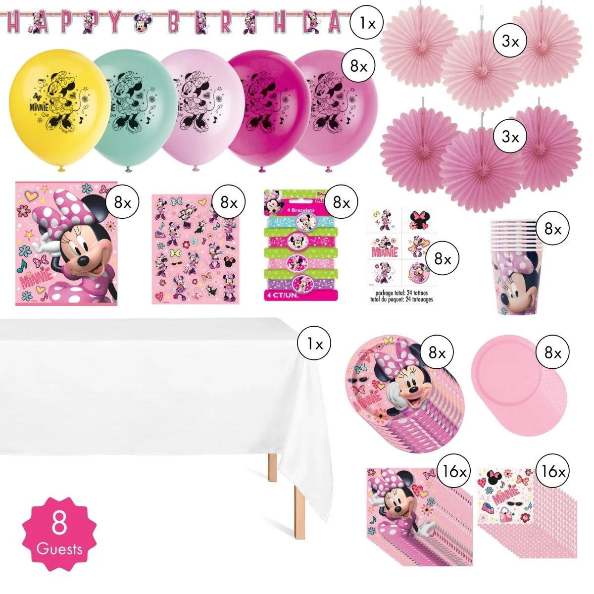 Minnie Mouse Standard Birthday Party Supplies Kit, 8 Guests - Image 2