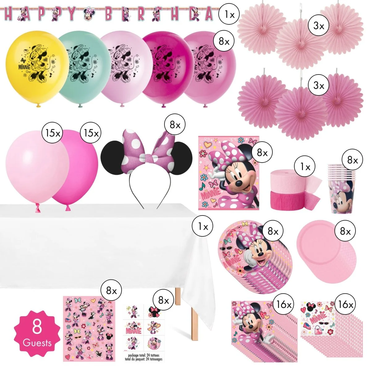 Minnie Mouse Ultimate Birthday Party Supplies Kit, 8 Guests - Image 2
