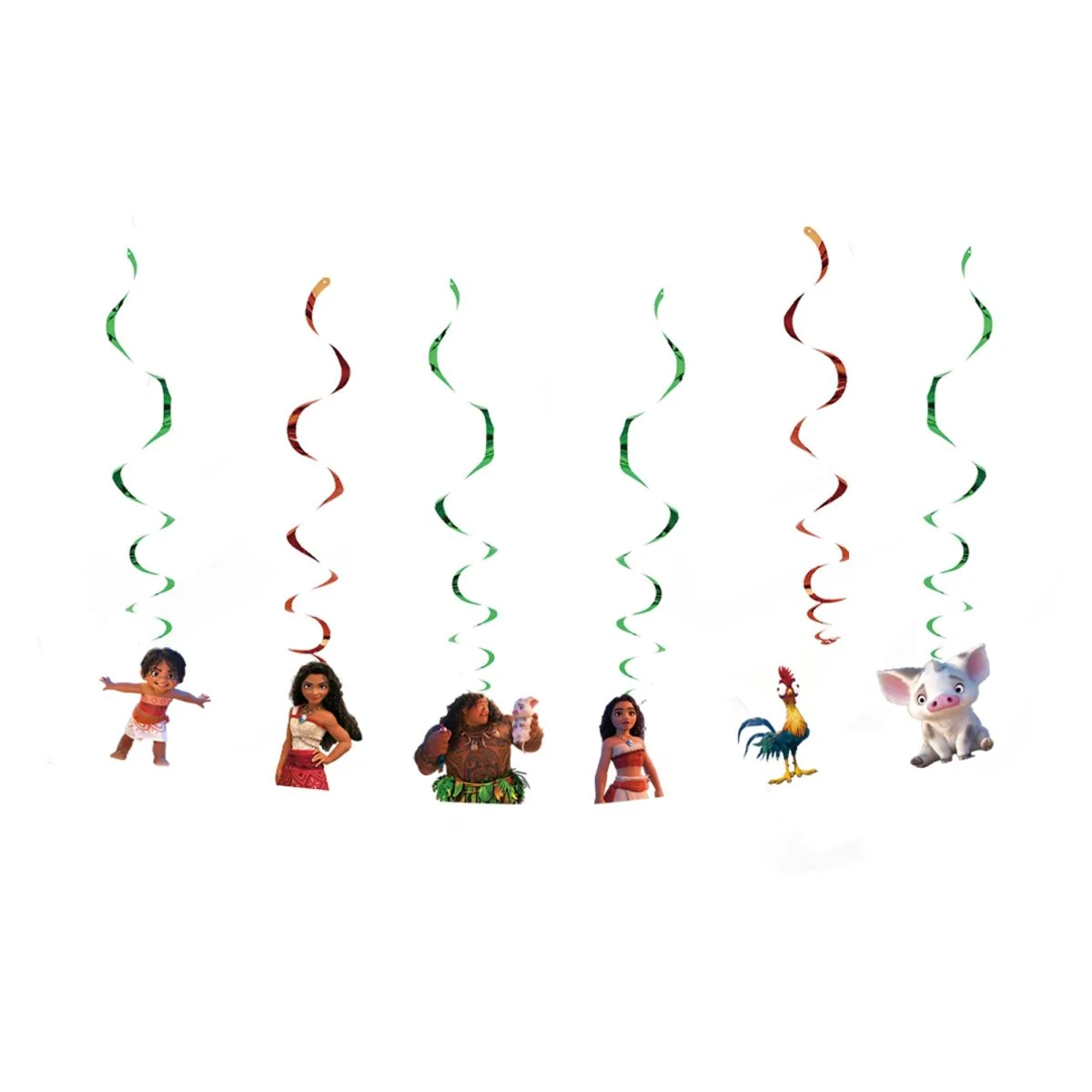 Moana Polynesian Adventurer Birthday Spiral Decoration Kit with Cutouts, 6 Count
