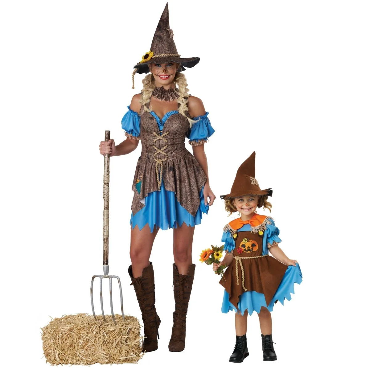 Mommy and Me Scarecrow and Pumpkin Costumes