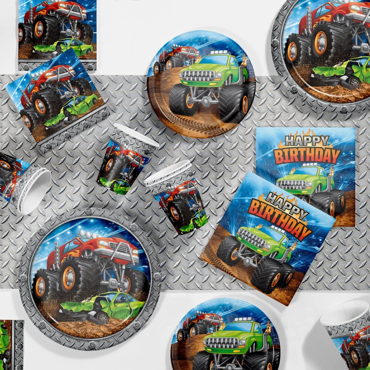 Monster Truck Rally Birthday Paper Cups, 9 Oz, 8 Count - Image 2
