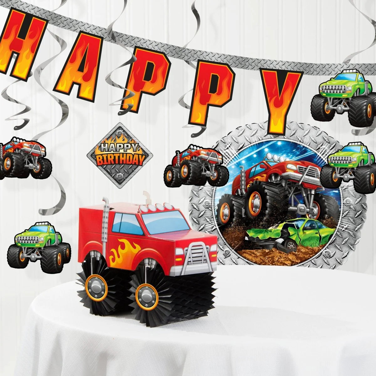 Monster Truck Rally Happy Birthday Jointed Banner, 84 Inches, 1 Count - Image 2