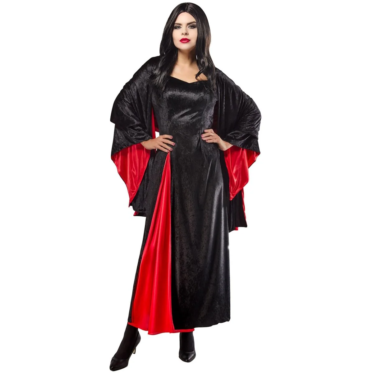 Morticia Addams Dress Cape Costume for Adults, Addams Family