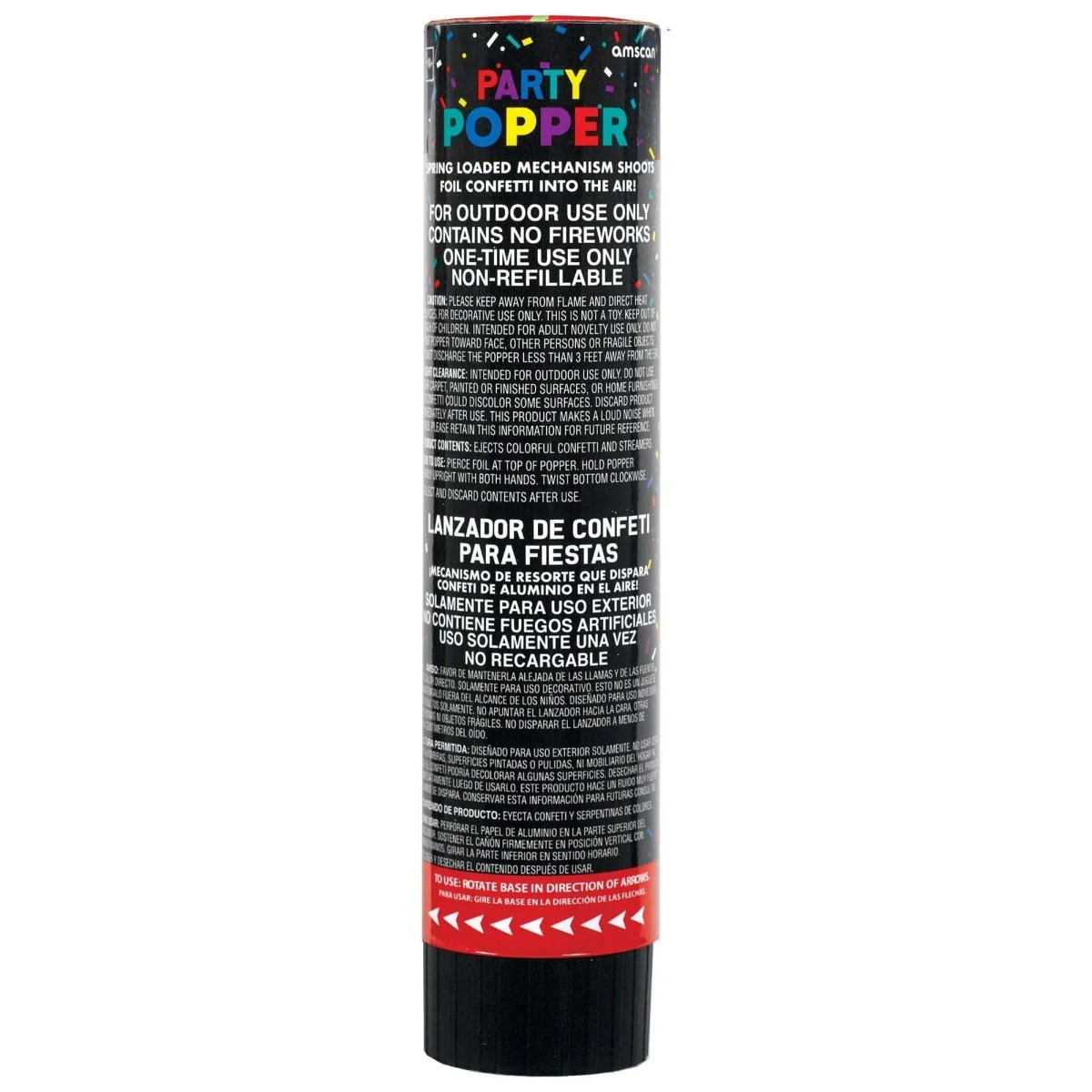 Multicolored Confetti Popper, 8 Inches, 1 Count