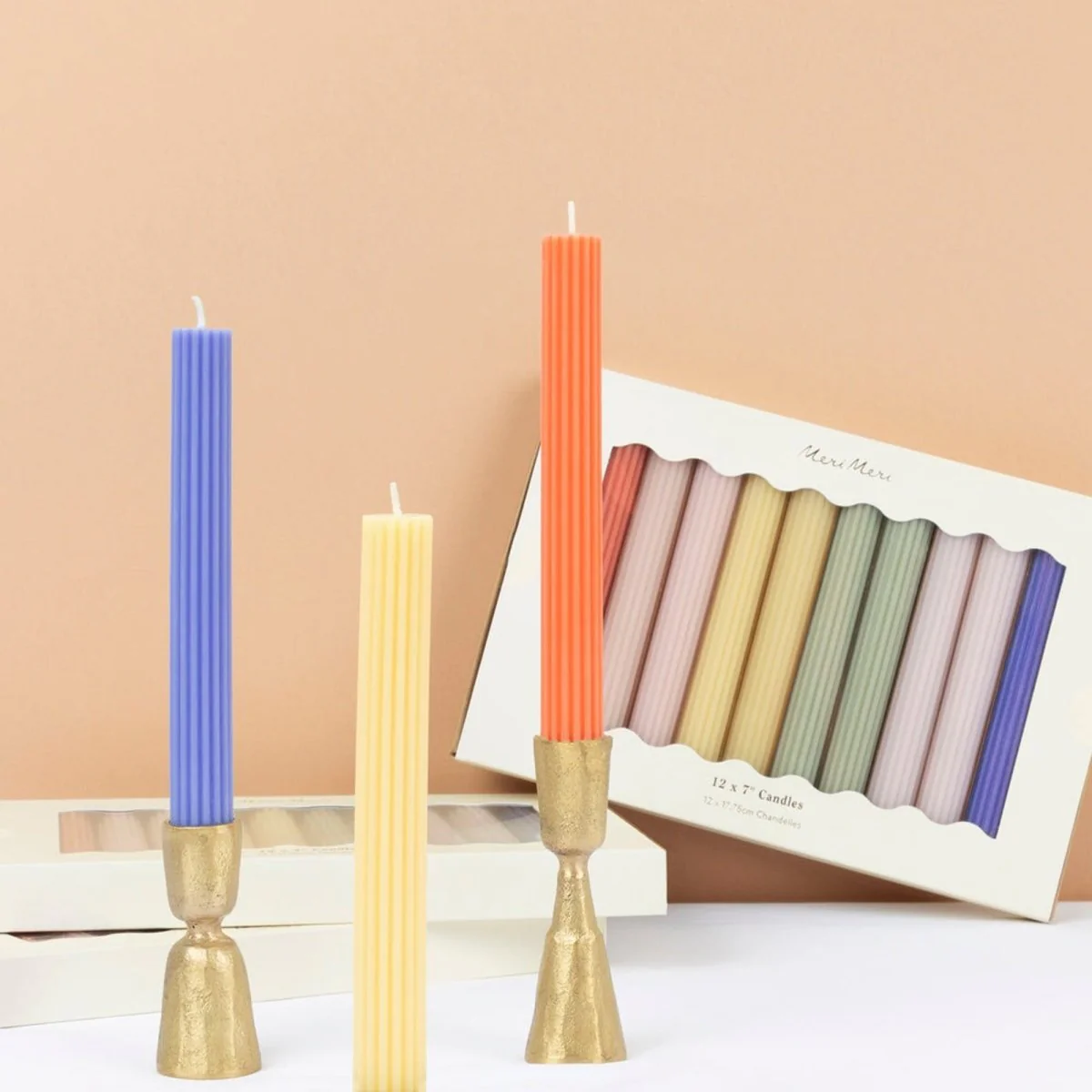 Multicolors Table Candles, 7 Inches, 12 Count - Image 2