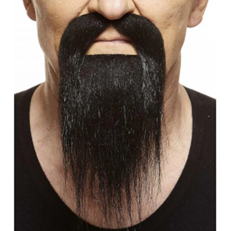Black mustache with long beard