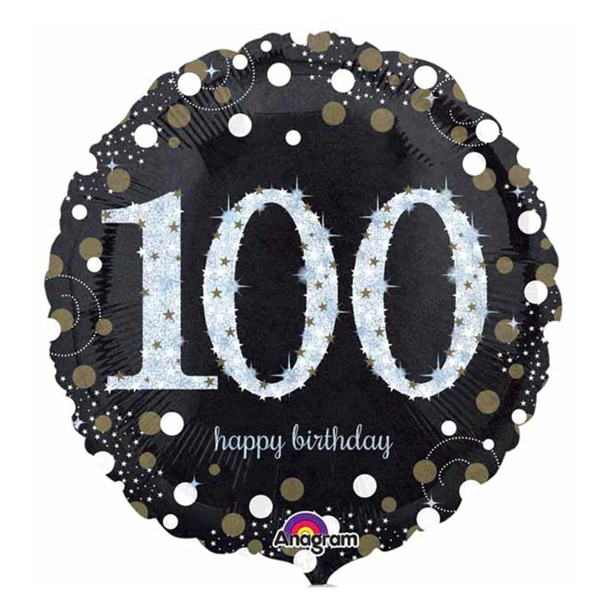 Black And Gold 100th Birthday Foil Balloon, 18 Inches