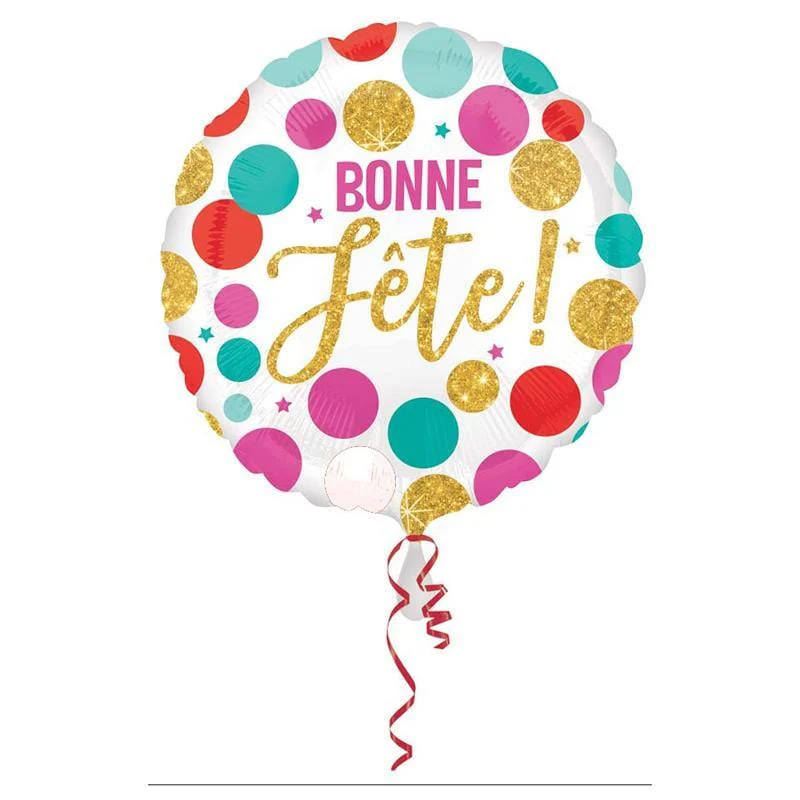 Pink, Gold And Teal Bonne Fête Foil Balloon, 18 Inches