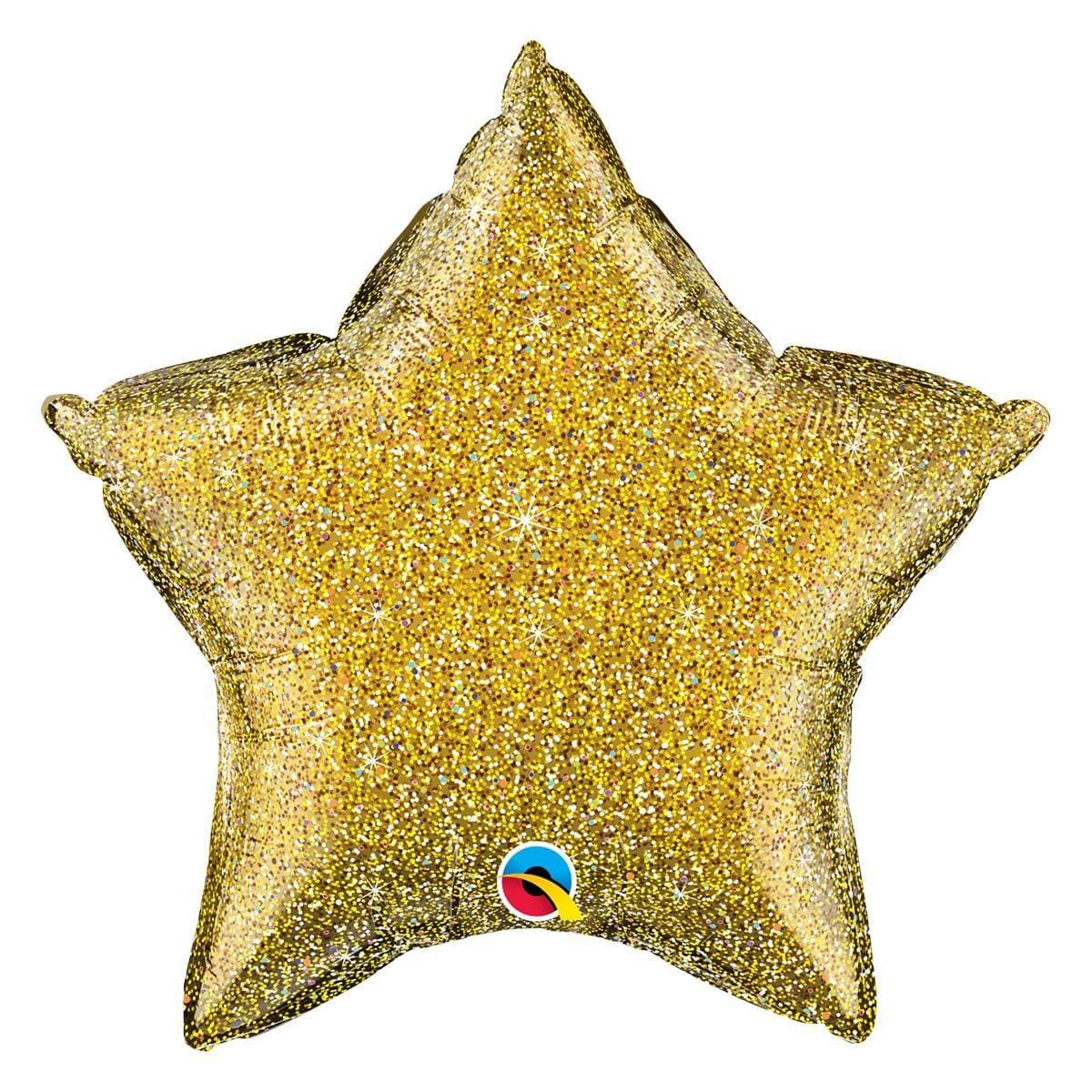 Gold Holographic Star Shape Foil Balloon, 18 Inches