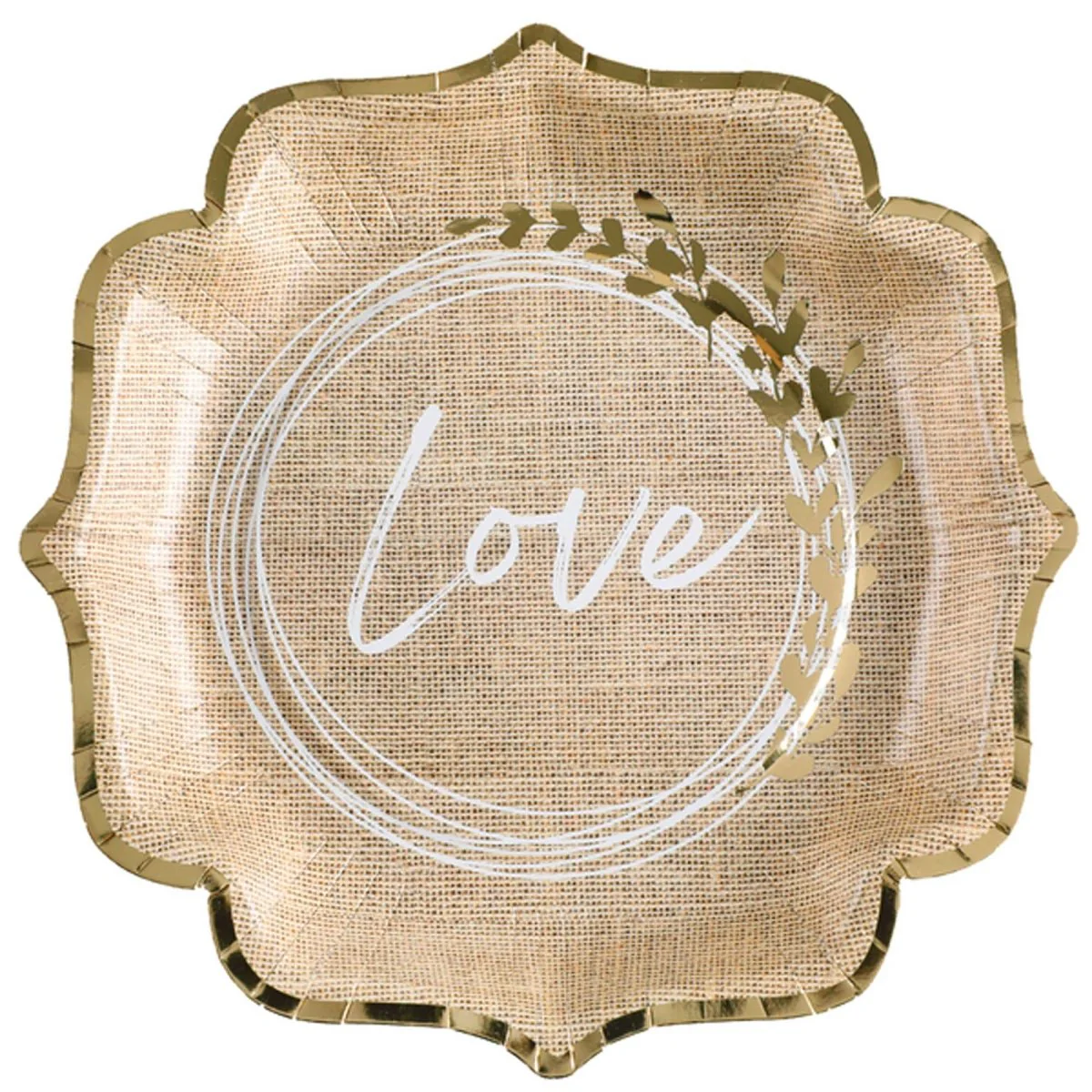Natural Wedding Large Lunch Paper Plates, 9 Inches, 10 Count