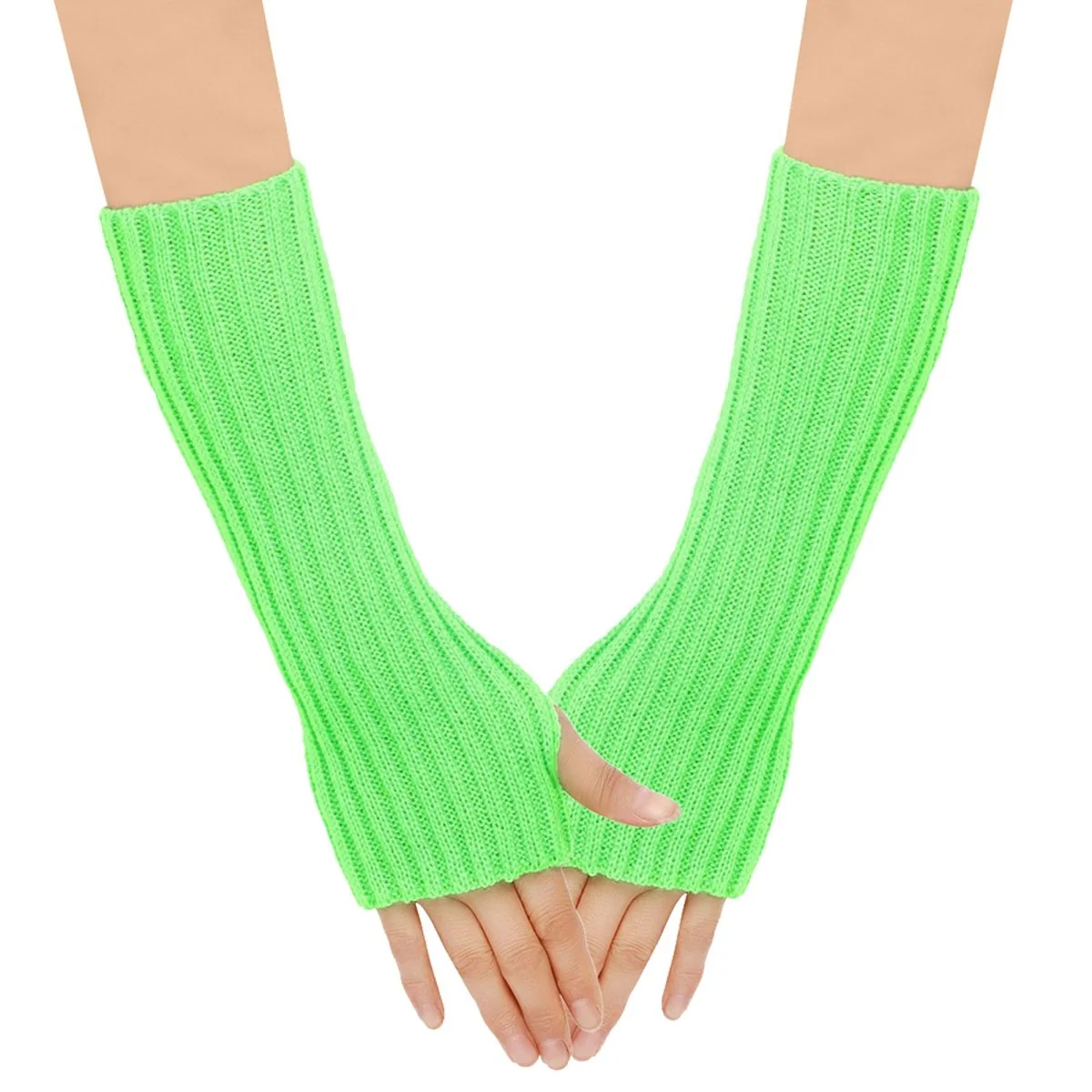 Neon Lime Green 80s Gloves for Adults