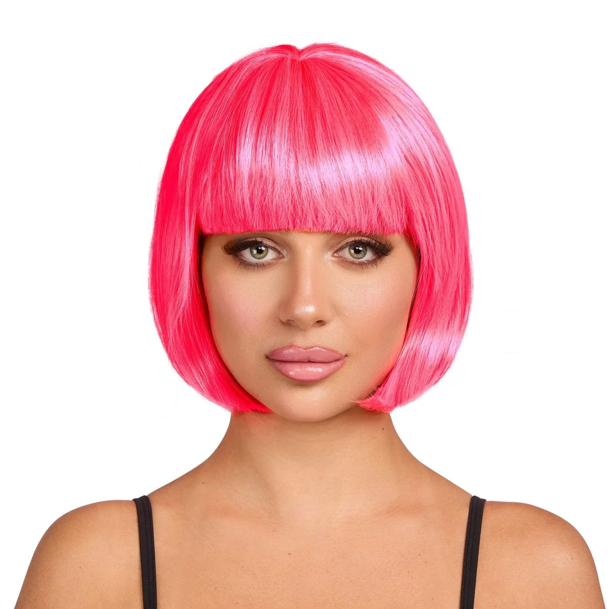 Neon Pink Bob Wig for Adults