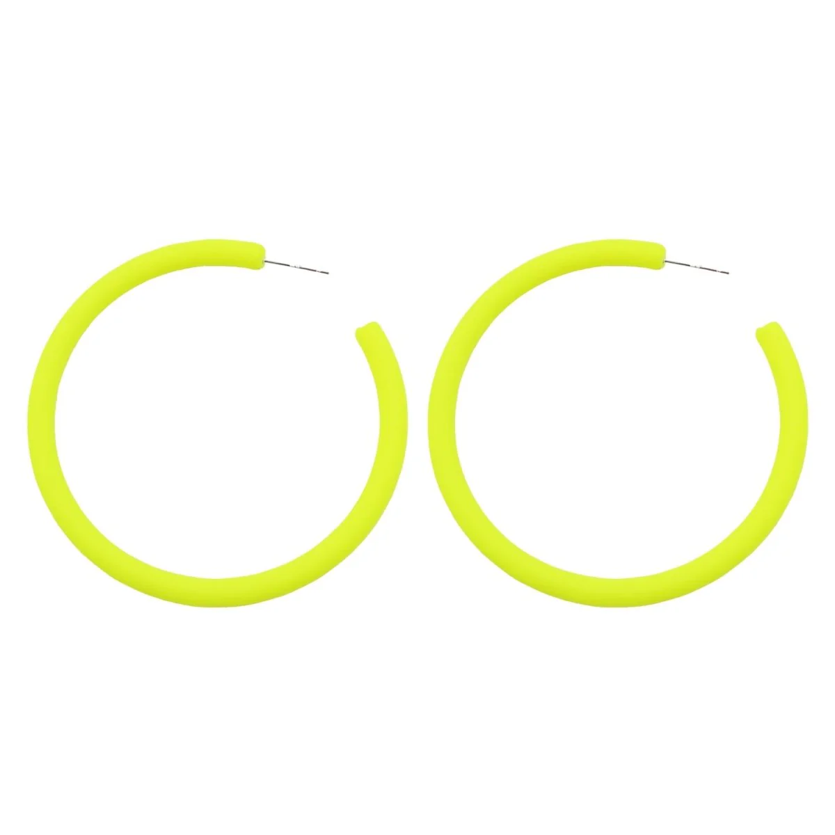 Neon Yellow Hoop Earrings, 2 Count
