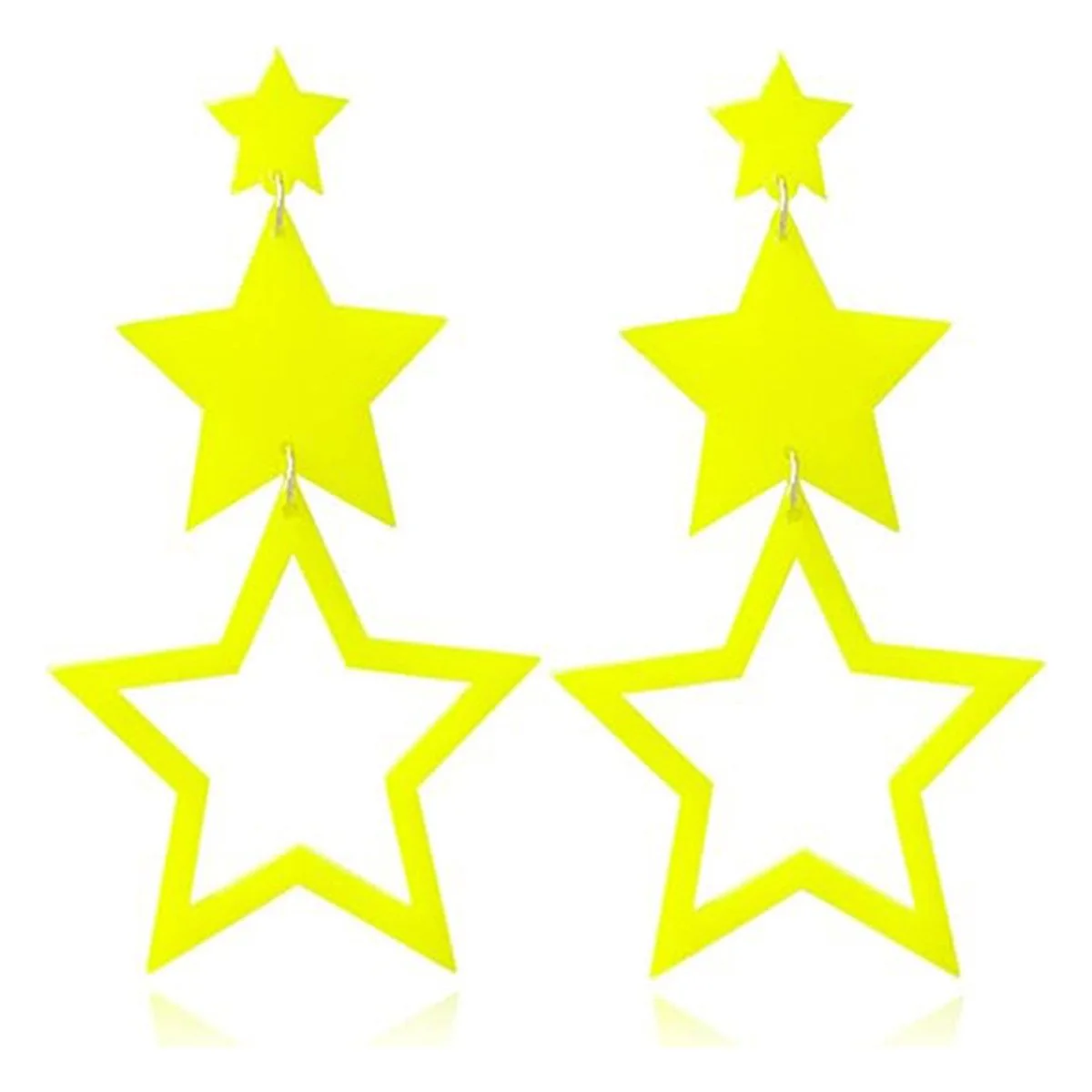 Neon Yellow Star Earrings, 2 Count