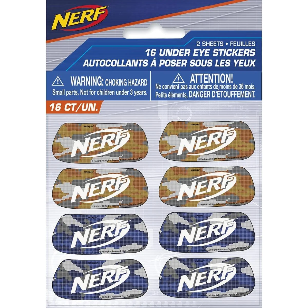 Nerf stickers, 16 per package