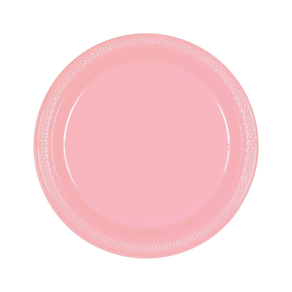 New Pink Round Plastic Plates, 9 Inches, 20 Count