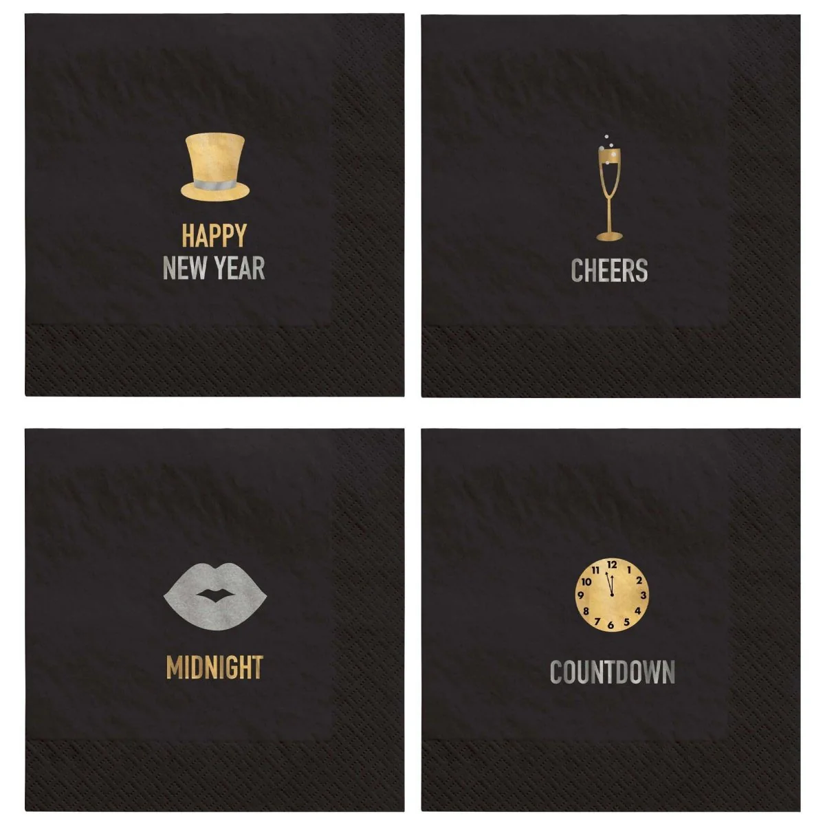 New Year Multi Pack Small Beverage Napkins, 50 Count