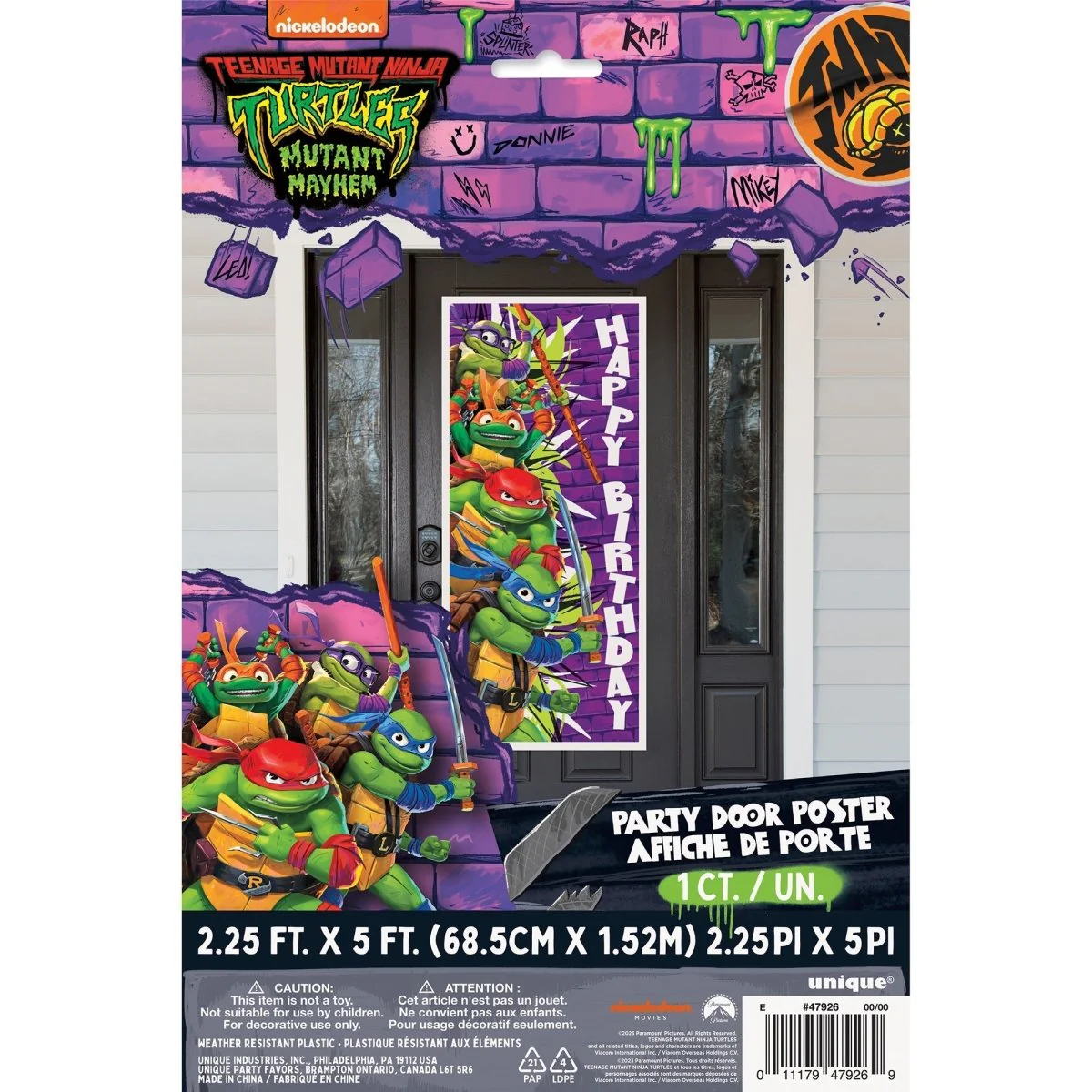 Ninja Turtles: Mutant Mayhem Birthday Door Poster, 27 x 60 Inches, 1 Count - Image 2