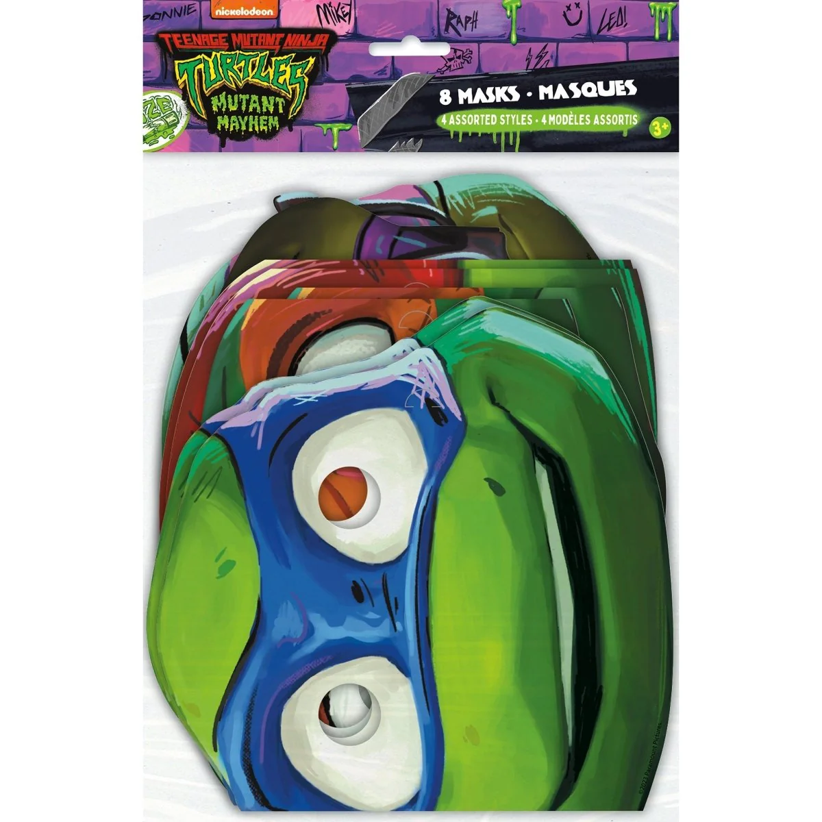 Ninja Turtles: Mutant Mayhem Party Paper Masks, 8 Count