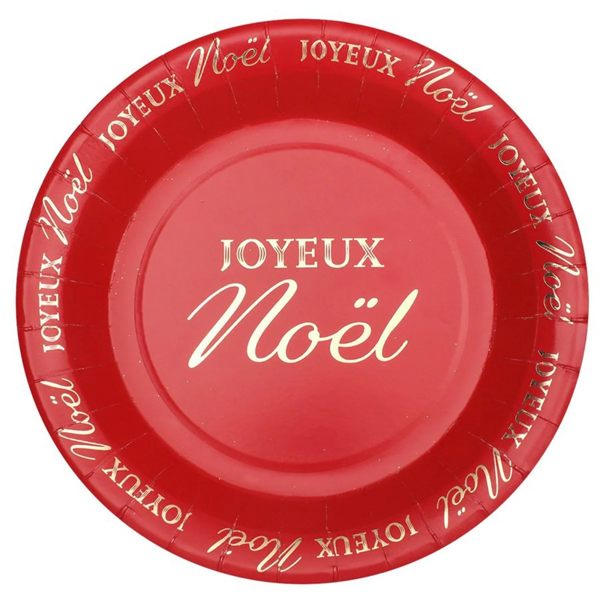 Noƫl Scintillant Large Round Lunch Paper Plates, Red and Gold, 9 Inches, 10 Count