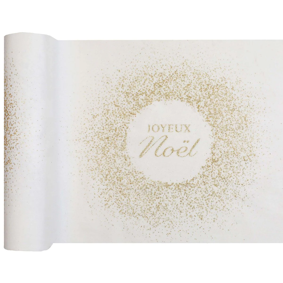 Noël Scintillant Table Runner, White and Gold, 11 Inches, 1 Count