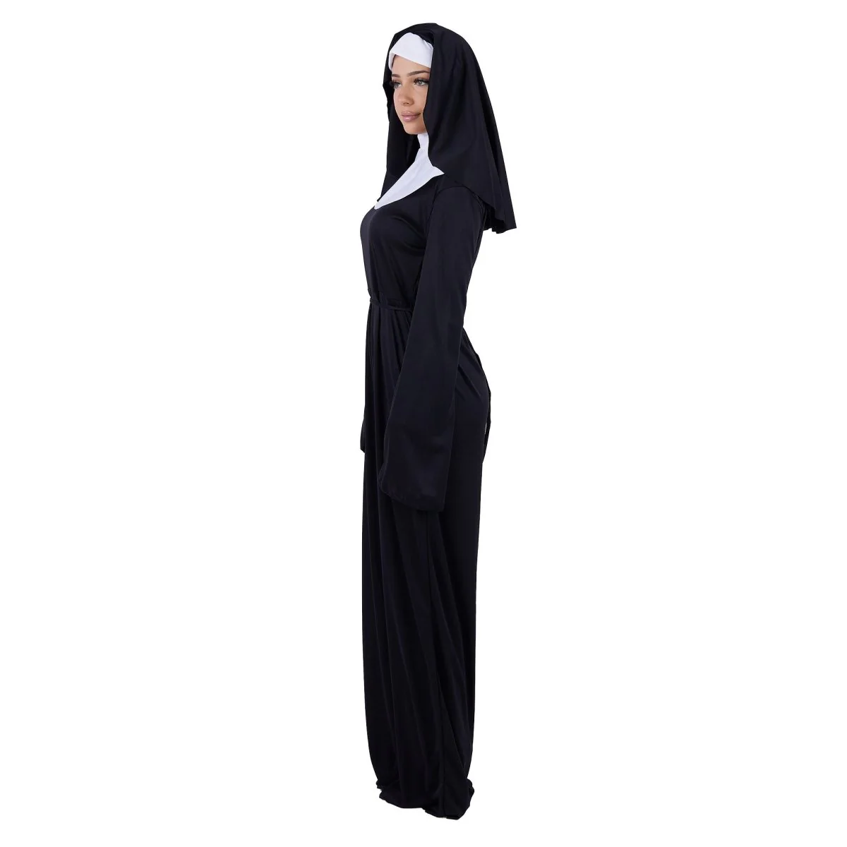 Nun Costume for Adults, Black Dress - Image 2